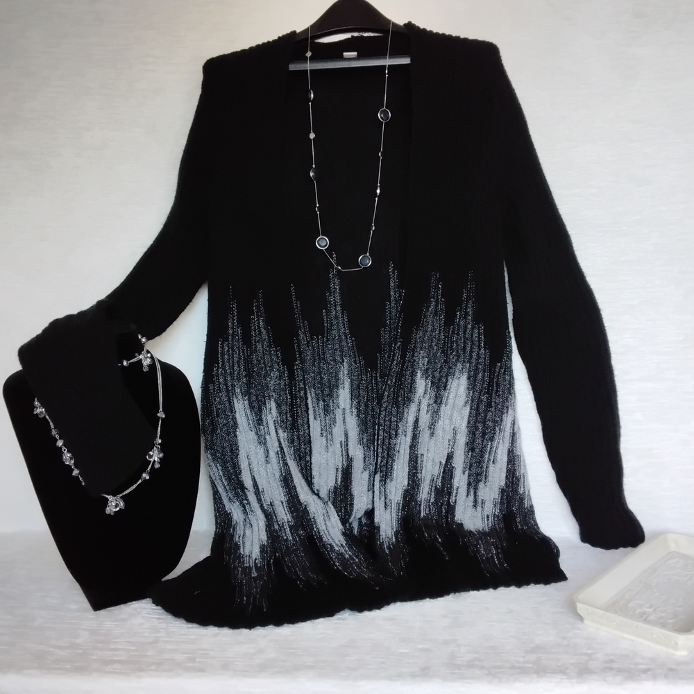 Chico's Black and Gray Cardigan Sweater - Picture 1 of 10